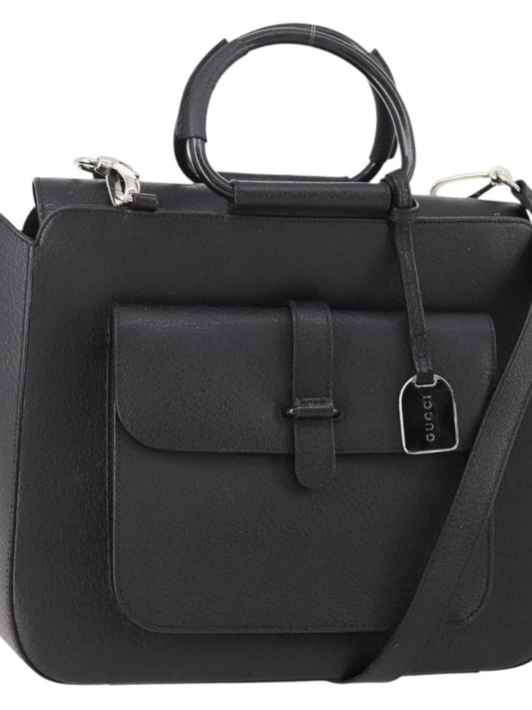 Gucci Hand Bag Leather 2way Black Silver 000 2058 0307 5 Auth 182370